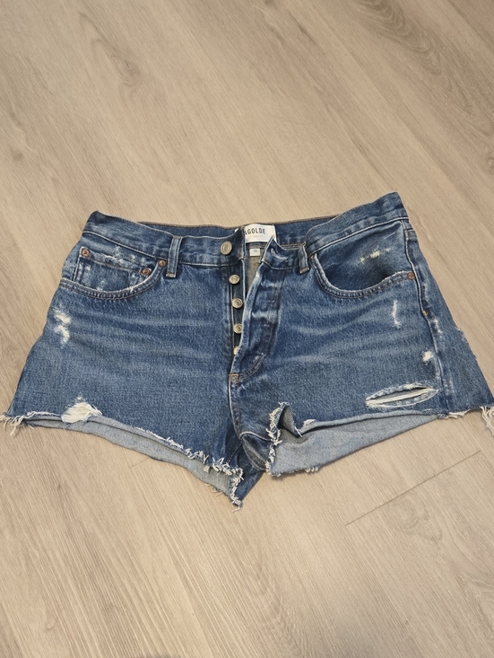Agolde Pants - Agolde Blue Distressed Button-Fly Denim Cutoff Shorts